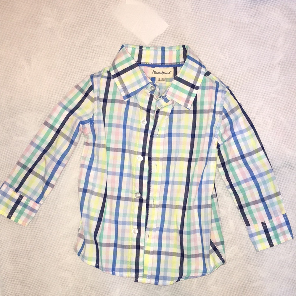 Beetle Ethread Long Sleeve Button Down Baby Boy Shirt | Size 12-18M